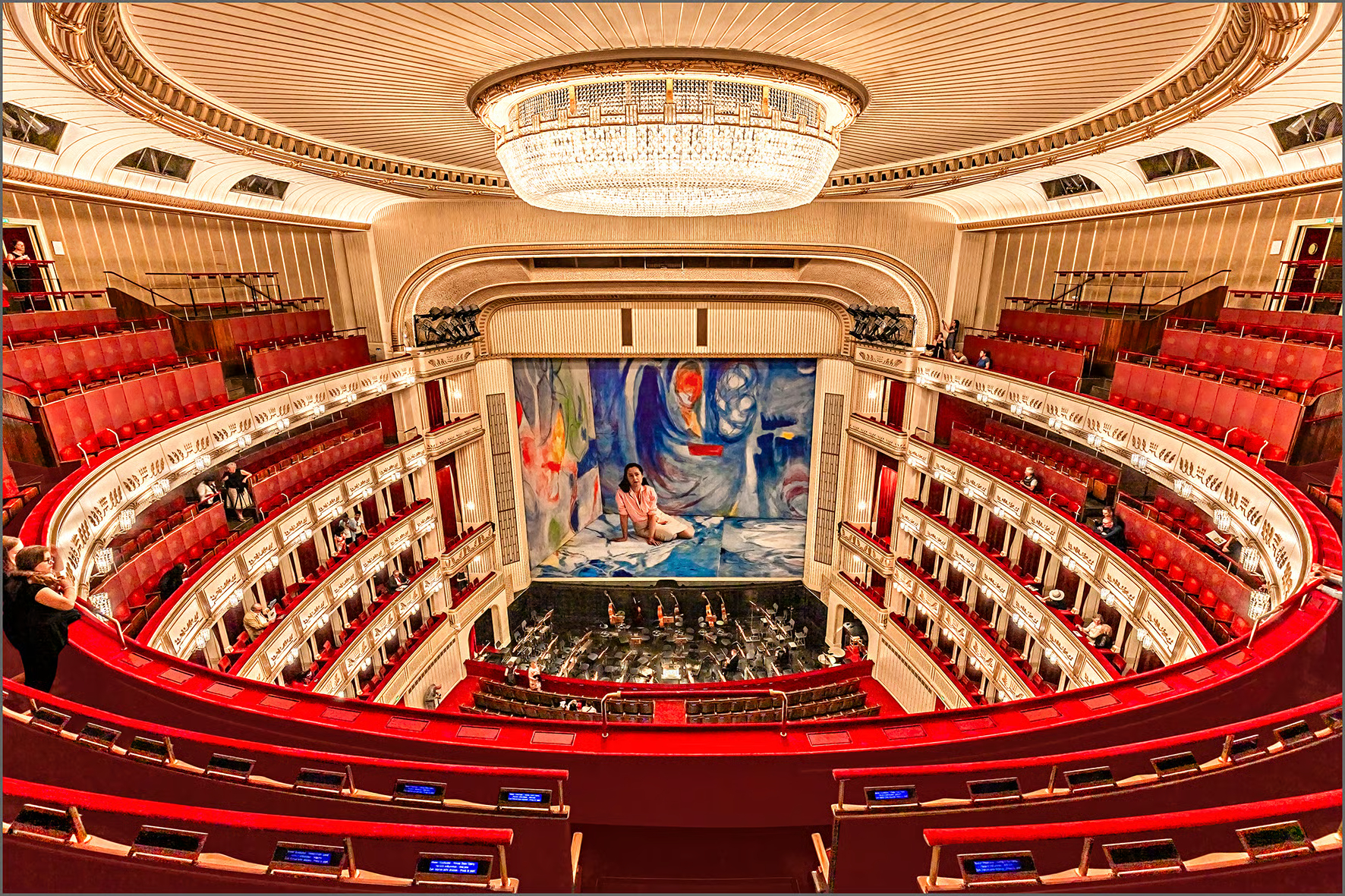 The auditorium of the Vienna State Opera seen from the upper tiers